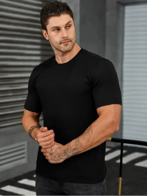 Men Solid Round Neck Elastane T-Shirt