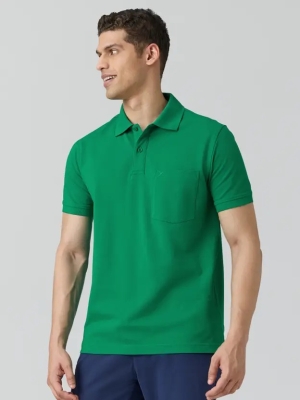 Solid Men Polo Neck Polycotton T-Shirt